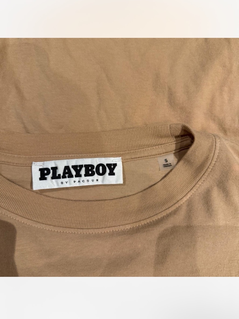 PLAYBOY Studio Men’s Beige Graphic Tee - Picture 3 of 3